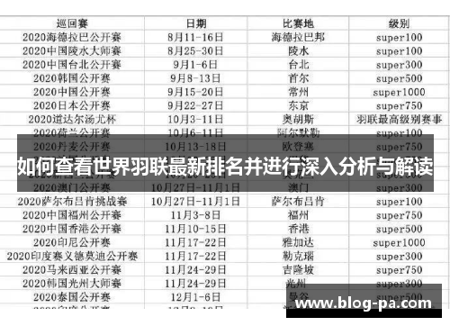 如何查看世界羽联最新排名并进行深入分析与解读