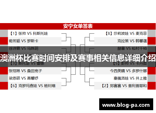 澳洲杯比赛时间安排及赛事相关信息详细介绍