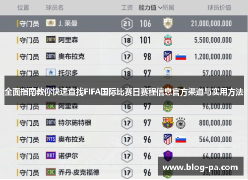 全面指南教你快速查找FIFA国际比赛日赛程信息官方渠道与实用方法 全面指南教你快速查找FIFA国际比赛日赛程信息官方渠道与实用方法